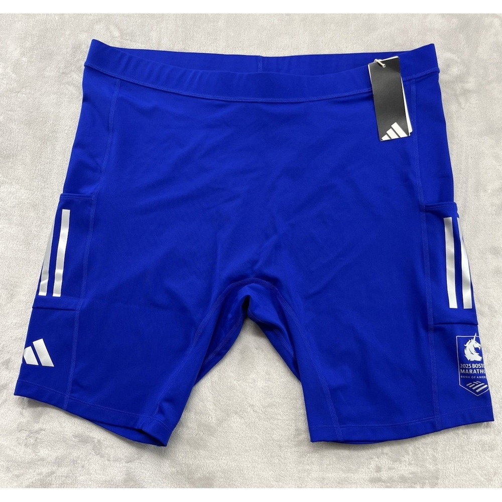 Adidas Boston Marathon Short Tights Men 2XL Blue Running Carrera NWT JP3282